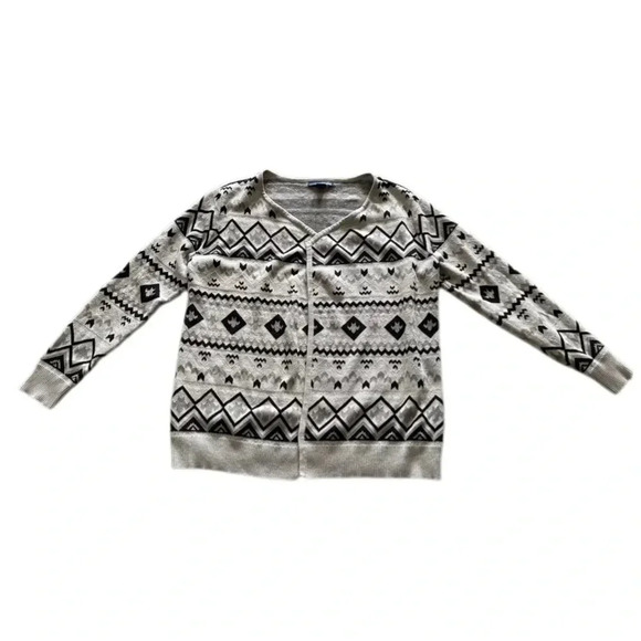 Basic Editions Gray Black Open Front Long Sleeve Cardigan SweaterWomen’s Medium - Picture 1 of 10